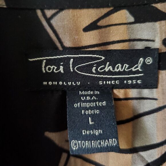 Tori Richard Mens Hawaiian Palm Short Sleeve 100% Viscos Lawn Surf Luau Shirt L - Picture 2 of 13